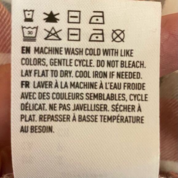 American Eagle Cropped Plaid Flannel Womens Size Small Button Up Pink White - Picture 7 of 7